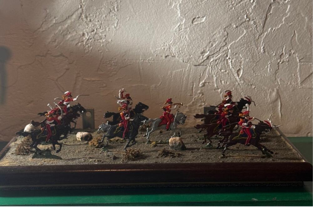 Hand Painted Napoleonic French Red Lancers Diormam 1/32 Scale- WATERLOO